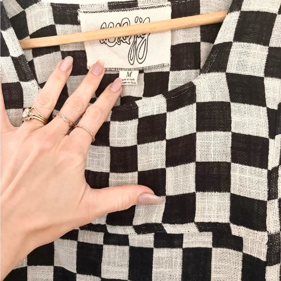 Ace & Jig Prudence Hotwheel Size M Black and White Checkered Blouse - Picture 4 of 4